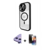 MARSİLYAN™- iPhone 11 Kılıf Kıvılcım Modern Koleksiyonu - Siyah 3D Antistatik Mat Seramik Nano Ekran Koruyucu + Raze Metal Kamera Lens - MR