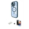 MARSİLYAN™- iPhone 11 Kılıf Kıvılcım Modern Koleksiyonu - Siyah 3D Antistatik Mat Seramik Nano Ekran Koruyucu + Renkli Kamera Lens Koruma Cam - TU