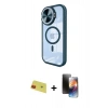 MARSİLYAN™- iPhone 11 Kılıf Kıvılcım Modern Koleksiyonu - Siyah 3D Antistatik Mat Seramik Nano Ekran Koruyucu + Rainbow Kamera Lens Koruma Cam - KI