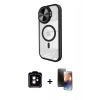 MARSİLYAN™- iPhone 11 Kılıf Kıvılcım Modern Koleksiyonu - Siyah 3D Antistatik Mat Seramik Nano Ekran Koruyucu + PVD Metal Kamera Lens - TU