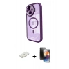 MARSİLYAN™- iPhone 11 Kılıf Kıvılcım Modern Koleksiyonu - Siyah 3D Antistatik Mat Seramik Nano Ekran Koruyucu + Renkli Kamera Lens Koruma Cam - TU