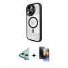 MARSİLYAN™- iPhone 11 Kılıf Kıvılcım Modern Koleksiyonu - Siyah 3D Antistatik Mat Seramik Nano Ekran Koruyucu + Raze Metal Kamera Lens - MI