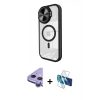 MARSİLYAN™- iPhone 11 Kılıf Kıvılcım Modern Koleksiyonu - Siyah 3D Antistatik Seramik Nano Ekran Koruyucu + Raze Metal Kamera Lens - MR