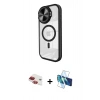 MARSİLYAN™- iPhone 11 Kılıf Kıvılcım Modern Koleksiyonu - Siyah 3D Antistatik Seramik Nano Ekran Koruyucu + Pers Alüminyum Kamera Lens - KI