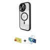 MARSİLYAN™- iPhone 11 Kılıf Kıvılcım Modern Koleksiyonu - Siyah 3D Antistatik Seramik Nano Ekran Koruyucu + Rainbow Kamera Lens Koruma Cam - KI