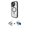 MARSİLYAN™- iPhone 11 Kılıf Kıvılcım Modern Koleksiyonu - Siyah 3D Antistatik Seramik Nano Ekran Koruyucu + Raze Metal Kamera Lens - GS