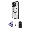 MARSİLYAN™- iPhone 11 Kılıf Kıvılcım Modern Koleksiyonu - Siyah 6D Antistatik Mat Seramik Hayalet Nano Ekran Koruyucu + Raze Metal Kamera Lens - MR