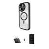 MARSİLYAN™- iPhone 11 Kılıf Kıvılcım Modern Koleksiyonu - Siyah 6D Antistatik Mat Seramik Hayalet Nano Ekran Koruyucu + Kamera Lens Koruma Cam - SF