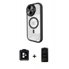 MARSİLYAN™- iPhone 11 Kılıf Kıvılcım Modern Koleksiyonu - Siyah 6D Antistatik Mat Seramik Hayalet Nano Ekran Koruyucu + PVD Metal Kamera Lens - TU