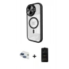 MARSİLYAN™- iPhone 11 Kılıf Kıvılcım Modern Koleksiyonu - Siyah 6D Antistatik Mat Seramik Hayalet Nano Ekran Koruyucu + Pers Alüminyum Kamera Lens - LT