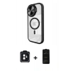 MARSİLYAN™- iPhone 11 Kılıf Kıvılcım Modern Koleksiyonu - Siyah 6D Antistatik Mat Seramik Hayalet Nano Ekran Koruyucu + PVD Metal Kamera Lens - SH