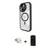 MARSİLYAN™- iPhone 11 Kılıf Kıvılcım Modern Koleksiyonu - Siyah 6D Antistatik Mat Seramik Hayalet Nano Ekran Koruyucu + Pers Alüminyum Kamera Lens - GD