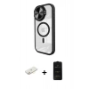 MARSİLYAN™- iPhone 11 Kılıf Kıvılcım Modern Koleksiyonu - Siyah 6D Antistatik Mat Seramik Hayalet Nano Ekran Koruyucu + Renkli Kamera Lens Koruma Cam - SI