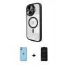 MARSİLYAN™- iPhone 11 Kılıf Kıvılcım Modern Koleksiyonu - Siyah 6D Antistatik Mat Seramik Hayalet Nano Ekran Koruyucu + Neon Fosforlu Kamera Lens - YL