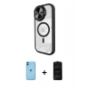 MARSİLYAN™- iPhone 11 Kılıf Kıvılcım Modern Koleksiyonu - Siyah 6D Antistatik Mat Seramik Hayalet Nano Ekran Koruyucu + Neon Fosforlu Kamera Lens - MI