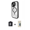 MARSİLYAN™- iPhone 11 Kılıf Kıvılcım Modern Koleksiyonu - Siyah 6D Mat Seramik Hayalet Nano Ekran Koruyucu + PVD Metal Kamera Lens - MI
