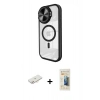 MARSİLYAN™- iPhone 11 Kılıf Kıvılcım Modern Koleksiyonu - Siyah 6D Mat Seramik Hayalet Nano Ekran Koruyucu + Renkli Kamera Lens Koruma Cam - YL