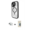 MARSİLYAN™- iPhone 11 Kılıf Kıvılcım Modern Koleksiyonu - Siyah 6D Mat Seramik Hayalet Nano Ekran Koruyucu + Pers Alüminyum Kamera Lens - YL