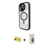 MARSİLYAN™- iPhone 11 Kılıf Kıvılcım Modern Koleksiyonu - Siyah 6D Mat Seramik Hayalet Nano Ekran Koruyucu + Rainbow Kamera Lens Koruma Cam - KI