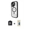 MARSİLYAN™- iPhone 11 Kılıf Kıvılcım Modern Koleksiyonu - Siyah 6D Mat Seramik Hayalet Nano Ekran Koruyucu + PVD Metal Kamera Lens - SH
