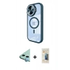 MARSİLYAN™- iPhone 11 Kılıf Kıvılcım Modern Koleksiyonu - Siyah 6D Mat Seramik Hayalet Nano Ekran Koruyucu + Mavi Raze Metal Kamera Lens