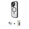 MARSİLYAN™- iPhone 11 Kılıf Kıvılcım Modern Koleksiyonu - Siyah 6D Mat Seramik Hayalet Nano Ekran Koruyucu + Pers Alüminyum Kamera Lens - LT