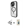 MARSİLYAN™- iPhone 11 Kılıf Kıvılcım Modern Koleksiyonu - Siyah 6D Mat Seramik Hayalet Nano Ekran Koruyucu + Raze Metal Kamera Lens - GS