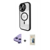 MARSİLYAN™- iPhone 11 Kılıf Kıvılcım Modern Koleksiyonu - Siyah 6D Mat Seramik Hayalet Nano Ekran Koruyucu + Raze Metal Kamera Lens - MR