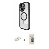MARSİLYAN™- iPhone 11 Kılıf Kıvılcım Modern Koleksiyonu - Siyah 6D Mat Seramik Hayalet Nano Ekran Koruyucu + Renkli Kamera Lens Koruma Cam - SI