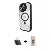 MARSİLYAN™- iPhone 11 Kılıf Kıvılcım Modern Koleksiyonu - Siyah Bilvis 3D Cam Ekran Koruyucu + Kamera Lens Koruma Cam - SF