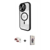MARSİLYAN™- iPhone 11 Kılıf Kıvılcım Modern Koleksiyonu - Siyah Bilvis 3D Cam Ekran Koruyucu + Pers Alüminyum Kamera Lens - KI