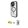 MARSİLYAN™- iPhone 11 Kılıf Kıvılcım Modern Koleksiyonu - Siyah Bilvis 3D Cam Ekran Koruyucu + Rainbow Kamera Lens Koruma Cam - KI