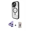 MARSİLYAN™- iPhone 11 Kılıf Kıvılcım Modern Koleksiyonu - Siyah Bilvis 3D Cam Ekran Koruyucu + Raze Metal Kamera Lens - MR