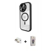 MARSİLYAN™- iPhone 11 Kılıf Kıvılcım Modern Koleksiyonu - Siyah Bilvis 3D Cam Ekran Koruyucu + Pers Alüminyum Kamera Lens - GD