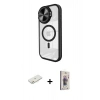 MARSİLYAN™- iPhone 11 Kılıf Kıvılcım Modern Koleksiyonu - Siyah Bilvis 3D Cam Ekran Koruyucu + Renkli Kamera Lens Koruma Cam - TU