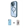 MARSİLYAN™- iPhone 11 Kılıf Kıvılcım Modern Koleksiyonu - Siyah Bilvis 3D Cam Ekran Koruyucu + Neon Fosforlu Kamera Lens - TU