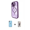 MARSİLYAN™- iPhone 11 Kılıf Kıvılcım Modern Koleksiyonu - Siyah Bilvis 3D Cam Ekran Koruyucu + Neon Fosforlu Kamera Lens - TU