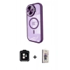MARSİLYAN™- iPhone 11 Kılıf Kıvılcım Modern Koleksiyonu - Siyah Bilvis 3D Cam Ekran Koruyucu + PVD Metal Kamera Lens - TU