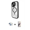 MARSİLYAN™- iPhone 11 Kılıf Kıvılcım Modern Koleksiyonu - Siyah Bilvis 3D Mat Cam Ekran Koruyucu + Pers Alüminyum Kamera Lens - GI