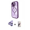 MARSİLYAN™- iPhone 11 Kılıf Kıvılcım Modern Koleksiyonu - Siyah Bilvis 3D Mat Cam Ekran Koruyucu + Mor Raze Metal Kamera Lens