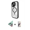 MARSİLYAN™- iPhone 11 Kılıf Kıvılcım Modern Koleksiyonu - Siyah Bilvis 3D Mat Cam Ekran Koruyucu + Raze Metal Kamera Lens - KI
