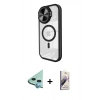 MARSİLYAN™- iPhone 11 Kılıf Kıvılcım Modern Koleksiyonu - Siyah Bilvis 3D Mat Cam Ekran Koruyucu + Raze Metal Kamera Lens - MI