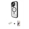 MARSİLYAN™- iPhone 11 Kılıf Kıvılcım Modern Koleksiyonu - Siyah Bilvis 3D Mat Cam Ekran Koruyucu + Renkli Kamera Lens Koruma Cam - SI