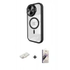 MARSİLYAN™- iPhone 11 Kılıf Kıvılcım Modern Koleksiyonu - Siyah Bilvis 3D Mat Cam Ekran Koruyucu + Renkli Kamera Lens Koruma Cam - YL