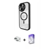 MARSİLYAN™- iPhone 11 Kılıf Kıvılcım Modern Koleksiyonu - Siyah Bilvis 5in1 3D Magic Cam Ekran Koruyucu + Pers Alüminyum Kamera Lens - YL