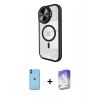 MARSİLYAN™- iPhone 11 Kılıf Kıvılcım Modern Koleksiyonu - Siyah Bilvis 5in1 3D Magic Cam Ekran Koruyucu + Neon Fosforlu Kamera Lens - MI