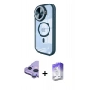 MARSİLYAN™- iPhone 11 Kılıf Kıvılcım Modern Koleksiyonu - Siyah Bilvis 5in1 3D Magic Cam Ekran Koruyucu + Mor Raze Metal Kamera Lens