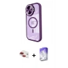 MARSİLYAN™- iPhone 11 Kılıf Kıvılcım Modern Koleksiyonu - Siyah Bilvis 5in1 3D Magic Cam Ekran Koruyucu + Kırmızı Pers Alüminyum Kamera Lens