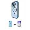 MARSİLYAN™- iPhone 11 Kılıf Kıvılcım Modern Koleksiyonu - Siyah Bilvis 5in1 3D Magic Cam Ekran Koruyucu + Neon Fosforlu Kamera Lens - MI