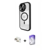 MARSİLYAN™- iPhone 11 Kılıf Kıvılcım Modern Koleksiyonu - Siyah Bilvis 5in1 3D Magic Cam Ekran Koruyucu + Pers Alüminyum Kamera Lens - GD